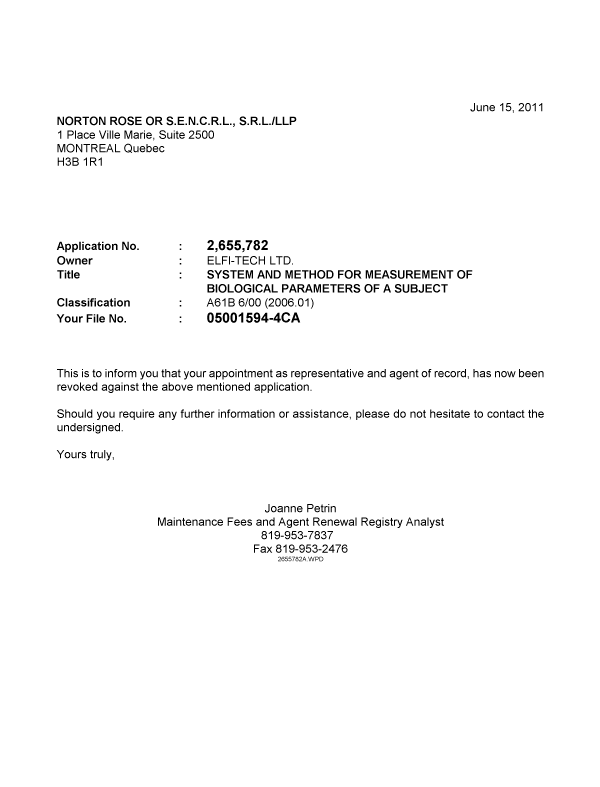 Canadian Patent Document 2655782. Correspondence 20101215. Image 1 of 1