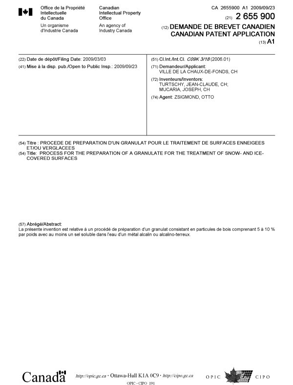 Document de brevet canadien 2655900. Page couverture 20081215. Image 1 de 1