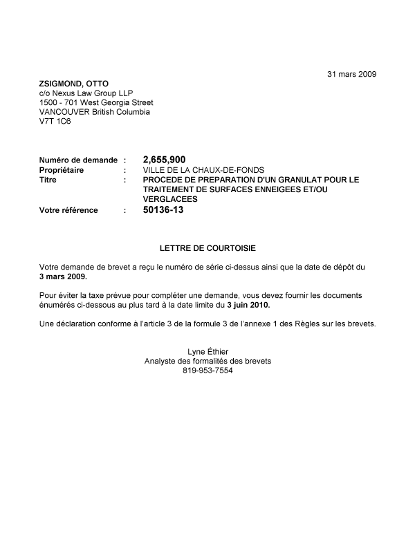 Canadian Patent Document 2655900. Correspondence 20081225. Image 1 of 1
