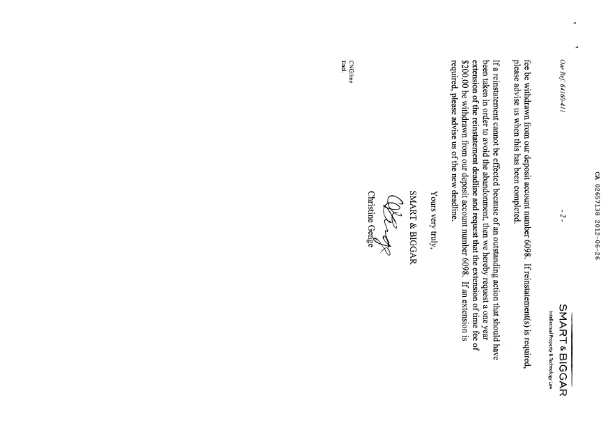 Document de brevet canadien 2657138. Poursuite-Amendment 20111226. Image 2 de 2