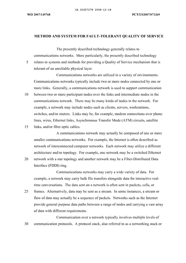 Canadian Patent Document 2657278. Description 20081218. Image 1 of 31