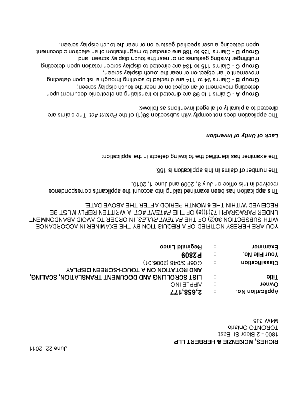 Canadian Patent Document 2658177. Prosecution-Amendment 20101222. Image 1 of 2