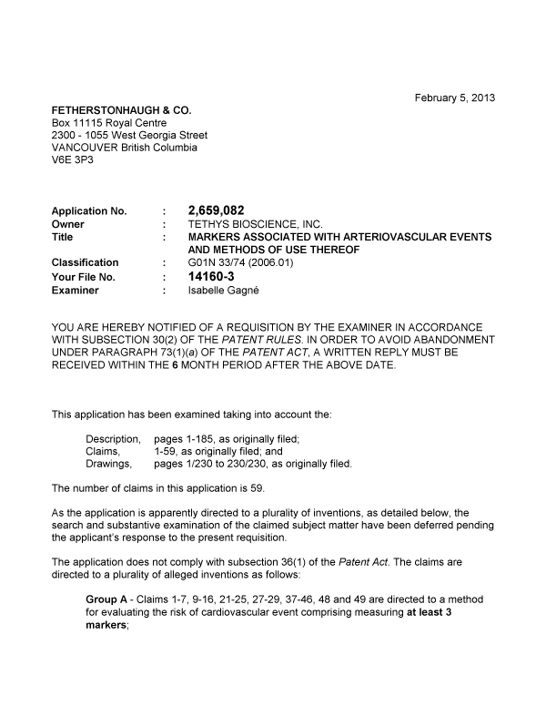 Canadian Patent Document 2659082. Prosecution-Amendment 20130205. Image 1 of 3
