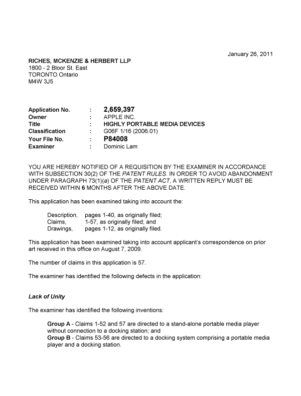 Canadian Patent Document 2659397. Prosecution-Amendment 20101226. Image 1 of 2