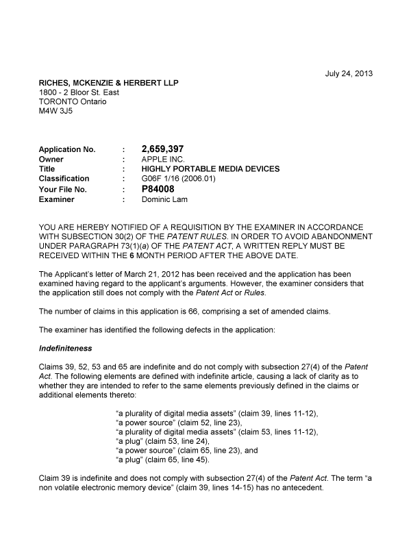 Canadian Patent Document 2659397. Prosecution-Amendment 20121224. Image 1 of 2
