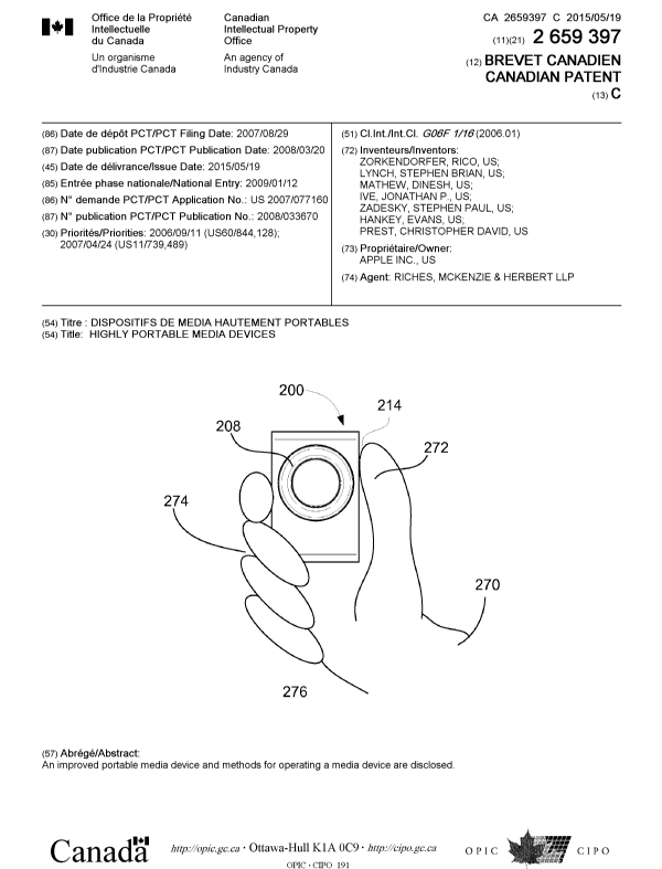 Canadian Patent Document 2659397. Cover Page 20141206. Image 1 of 1