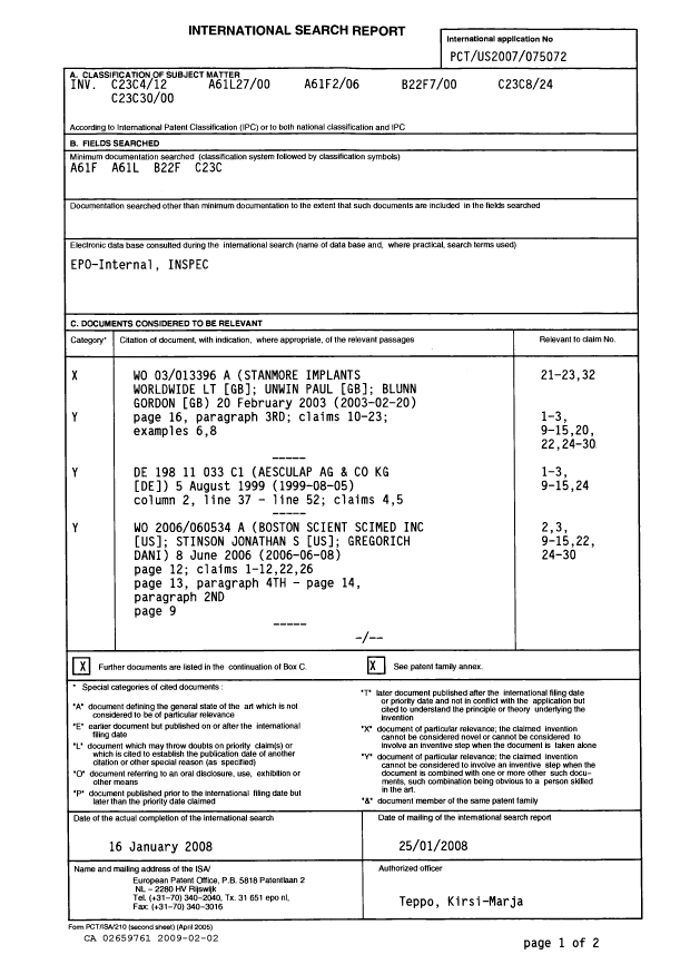 Document de brevet canadien 2659761. PCT 20090202. Image 1 de 3