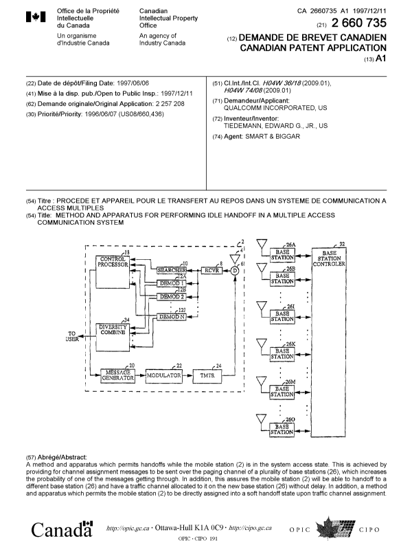Document de brevet canadien 2660735. Page couverture 20090723. Image 1 de 1