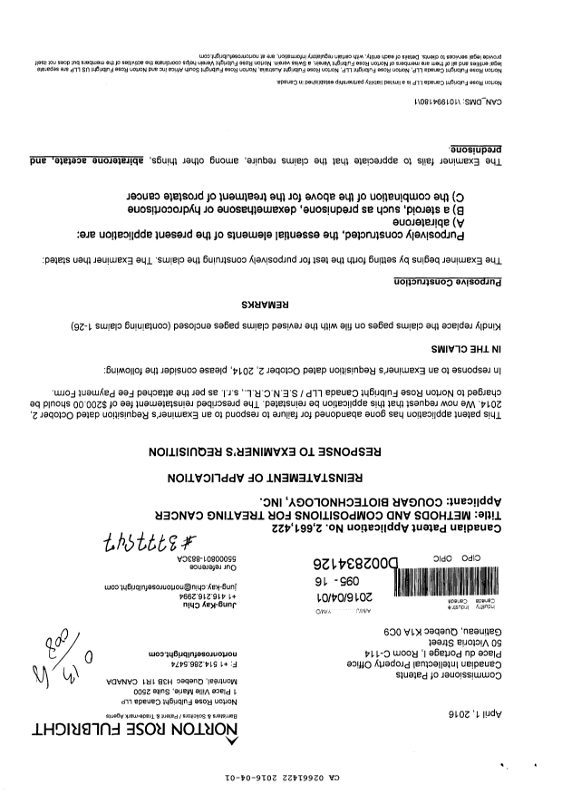 Canadian Patent Document 2661422. Prosecution-Amendment 20151201. Image 1 of 13