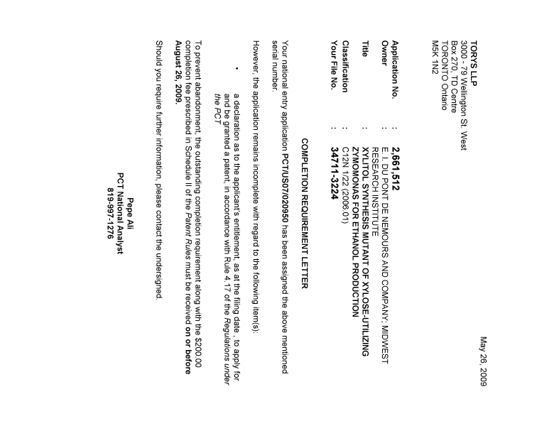 Canadian Patent Document 2661512. Correspondence 20081226. Image 1 of 1