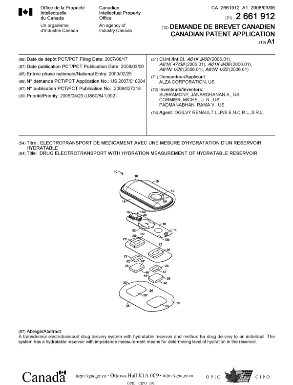 Canadian Patent Document 2661912. Cover Page 20090629. Image 1 of 1