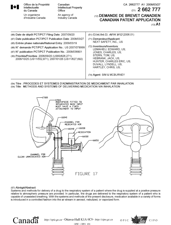 Document de brevet canadien 2662777. Page couverture 20090722. Image 1 de 2