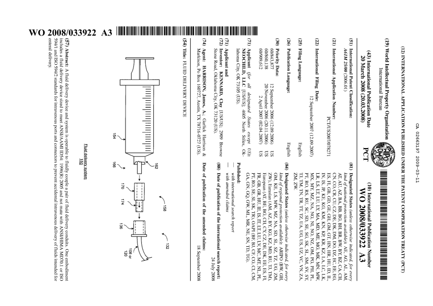 Document de brevet canadien 2663197. Abrégé 20081211. Image 1 de 1