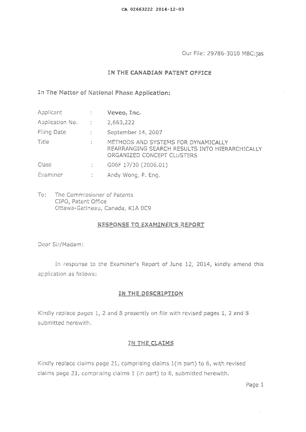 Canadian Patent Document 2663222. Prosecution-Amendment 20131203. Image 2 of 8