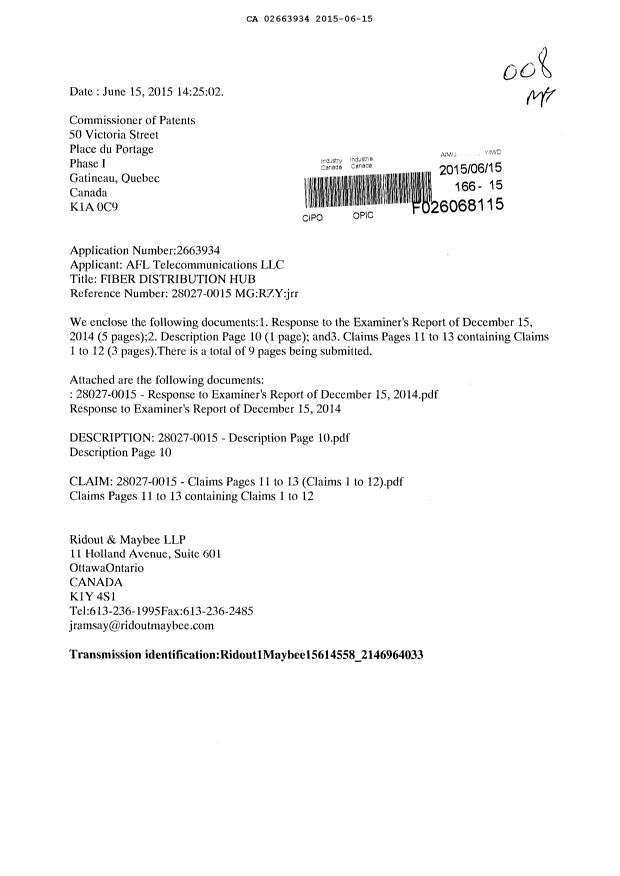 Canadian Patent Document 2663934. Prosecution-Amendment 20141215. Image 1 of 10