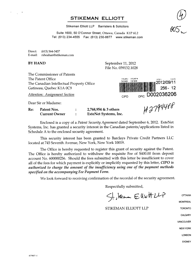 Document de brevet canadien 2664573. Cession 20120911. Image 1 de 6