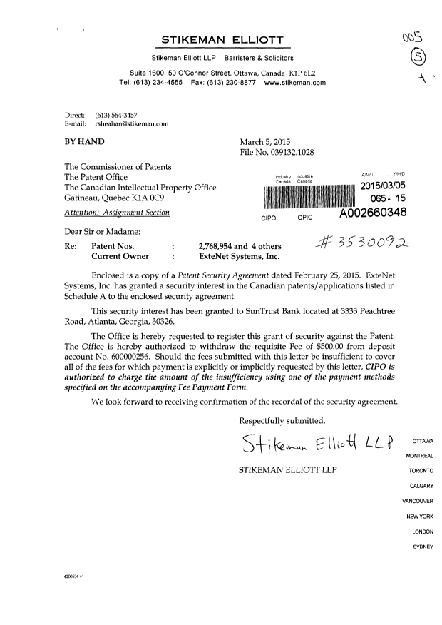 Document de brevet canadien 2664573. Cession 20150305. Image 1 de 7