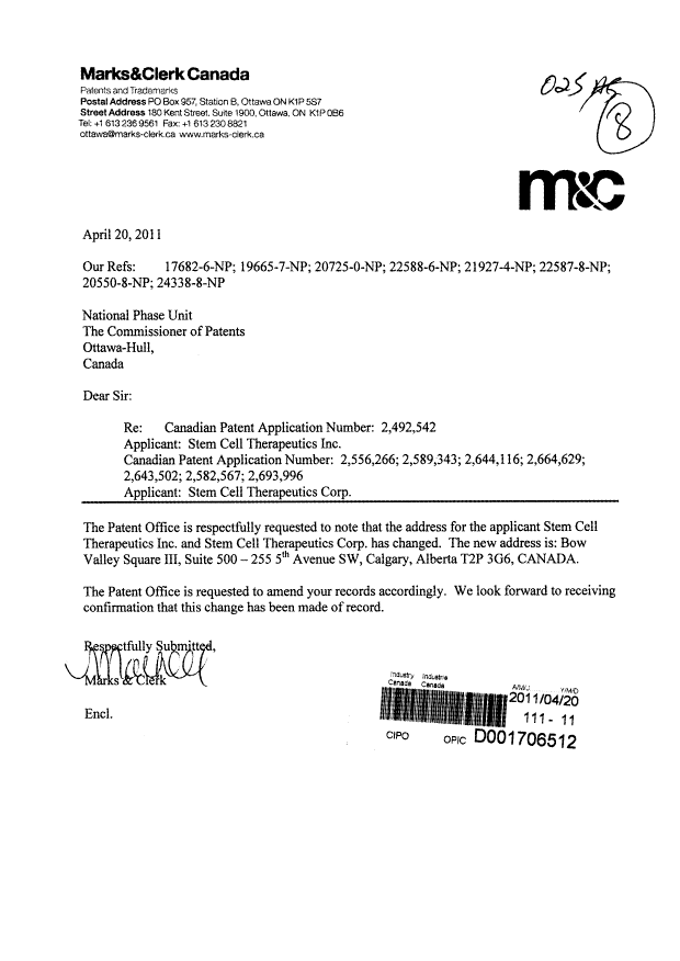 Document de brevet canadien 2664629. Cession 20110420. Image 1 de 1