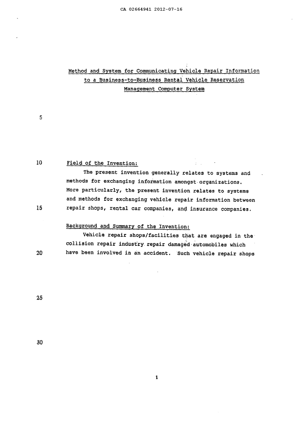 Canadian Patent Document 2664941. Description 20120716. Image 1 of 40