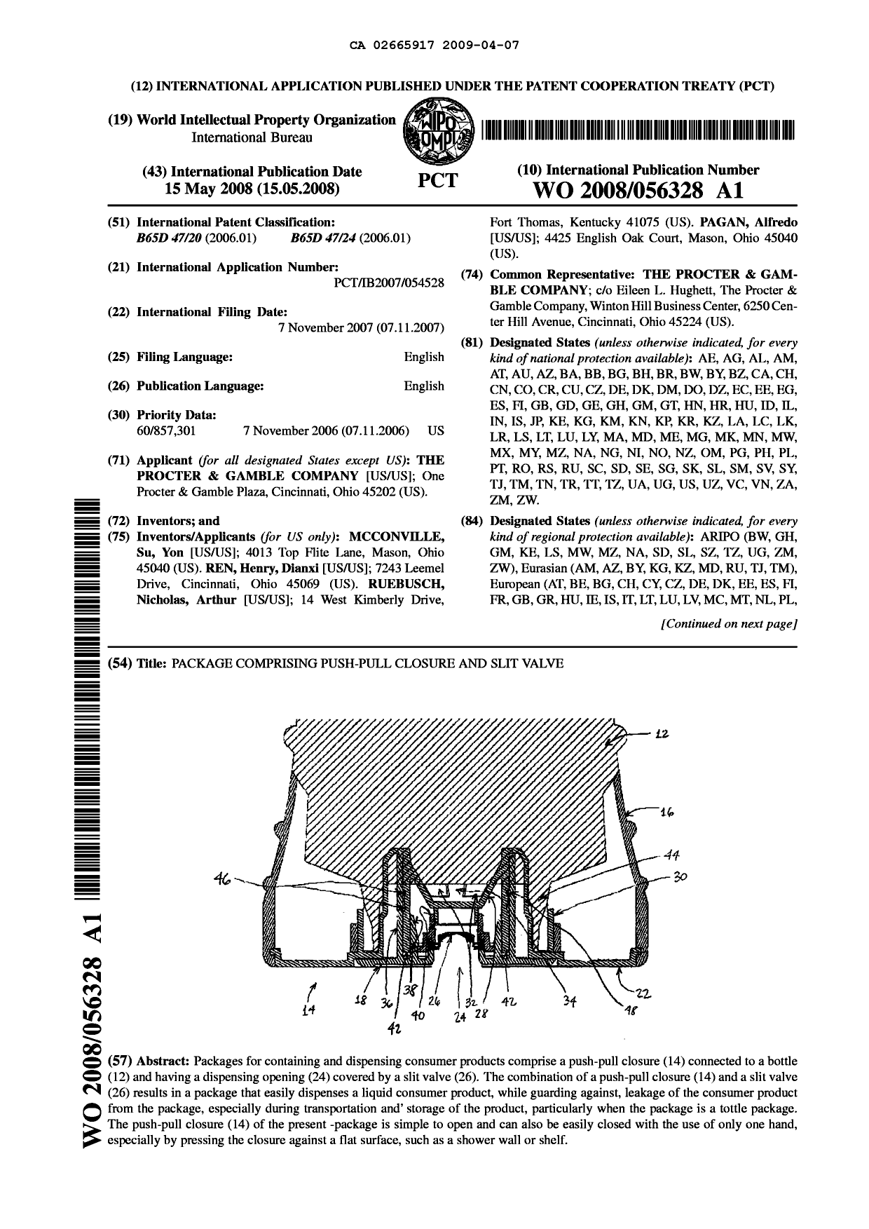 Canadian Patent Document 2665917. Abstract 20090407. Image 1 of 2