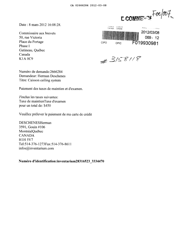 Document de brevet canadien 2666284. Poursuite-Amendment 20111208. Image 1 de 1