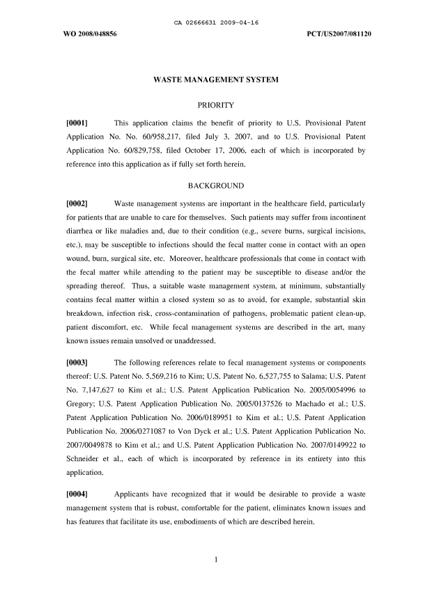 Canadian Patent Document 2666631. Description 20090416. Image 1 of 28