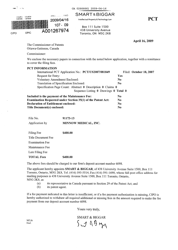 Document de brevet canadien 2666661. Cession 20090416. Image 1 de 3