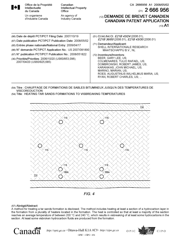 Canadian Patent Document 2666956. Cover Page 20090806. Image 1 of 2