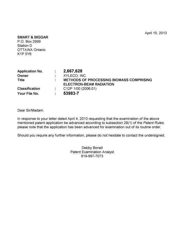 Canadian Patent Document 2667628. Prosecution-Amendment 20130415. Image 1 of 1