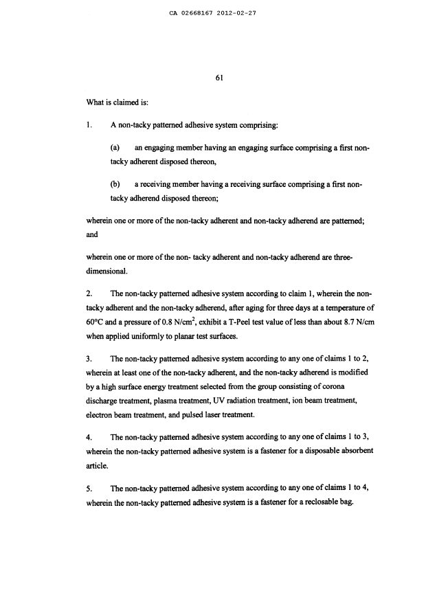 Document de brevet canadien 2668167. Revendications 20120227. Image 1 de 2