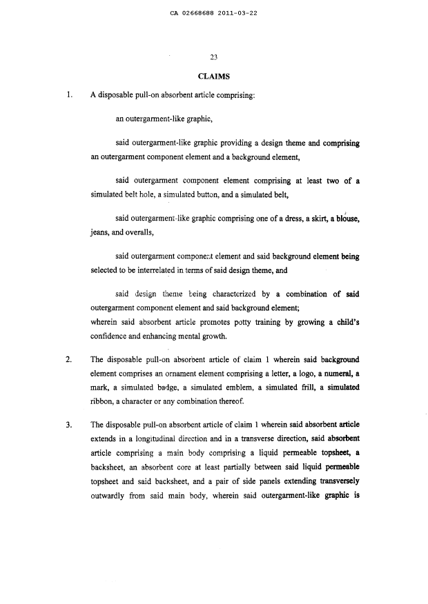 Document de brevet canadien 2668688. Revendications 20110322. Image 1 de 3