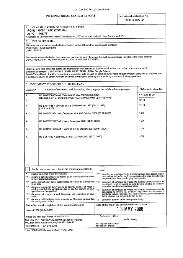 Canadian Patent Document 2669078. PCT 20081208. Image 1 of 1
