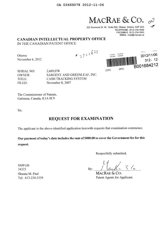 Document de brevet canadien 2669078. Poursuite-Amendment 20111206. Image 1 de 1