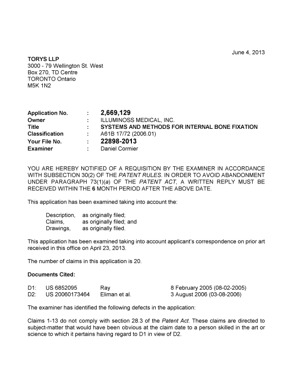 Canadian Patent Document 2669129. Prosecution-Amendment 20130604. Image 1 of 2