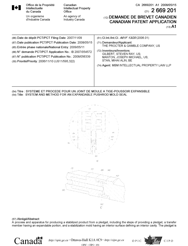 Document de brevet canadien 2669201. Page couverture 20081224. Image 1 de 2