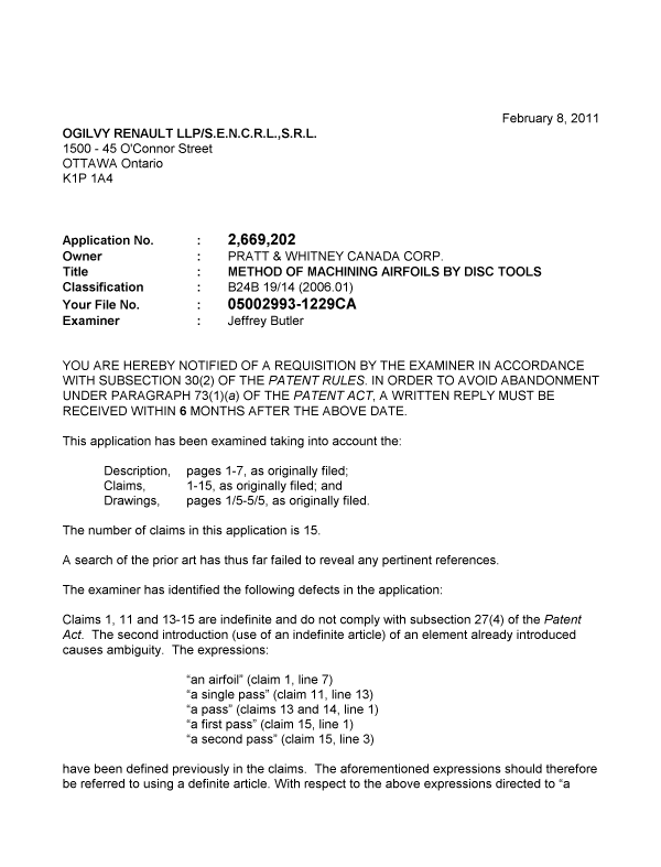 Canadian Patent Document 2669202. Prosecution-Amendment 20110208. Image 1 of 2