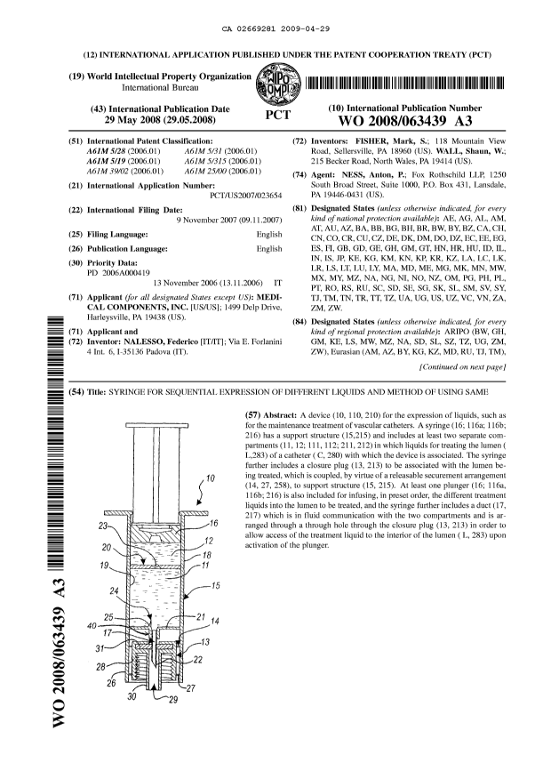 Document de brevet canadien 2669281. Abrégé 20090429. Image 1 de 2