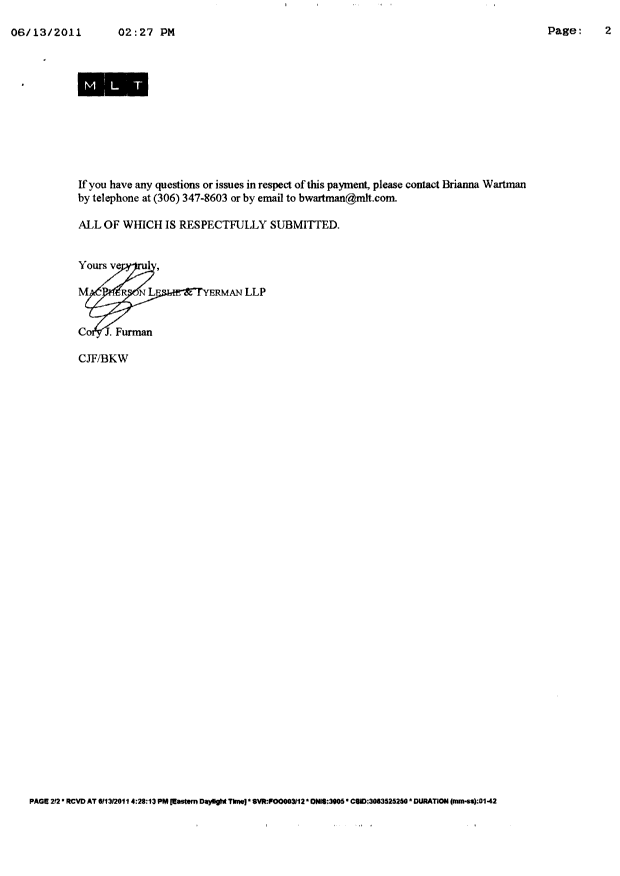 Canadian Patent Document 2670874. Correspondence 20110613. Image 2 of 2