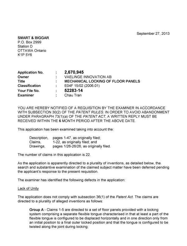 Canadian Patent Document 2670945. Prosecution-Amendment 20121227. Image 1 of 2