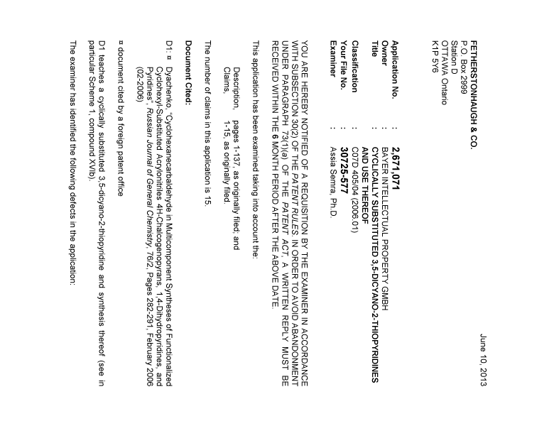 Canadian Patent Document 2671071. Prosecution-Amendment 20130610. Image 1 of 3