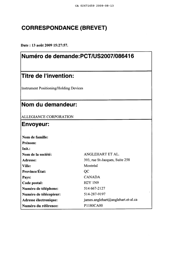 Canadian Patent Document 2671659. Correspondence 20081213. Image 1 of 5