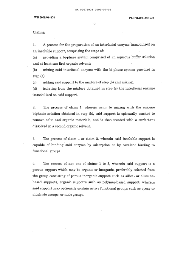 Document de brevet canadien 2675003. Revendications 20081208. Image 1 de 4