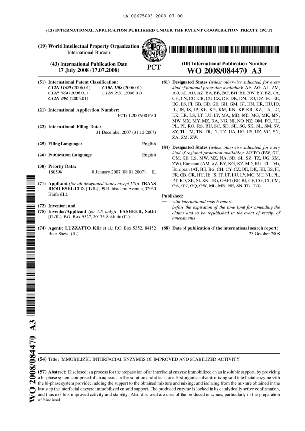 Document de brevet canadien 2675003. Abrégé 20081208. Image 1 de 1