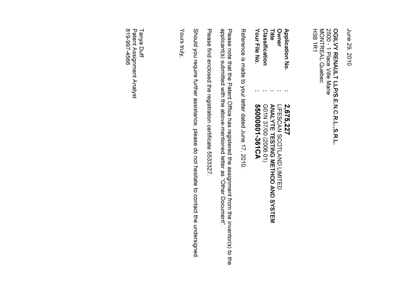 Canadian Patent Document 2675227. Correspondence 20100629. Image 1 of 1