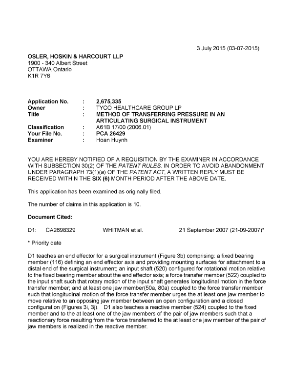 Canadian Patent Document 2675335. Prosecution-Amendment 20141203. Image 1 of 4