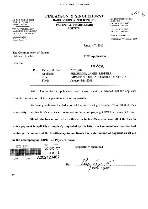 Canadian Patent Document 2675707. Prosecution-Amendment 20121207. Image 1 of 1