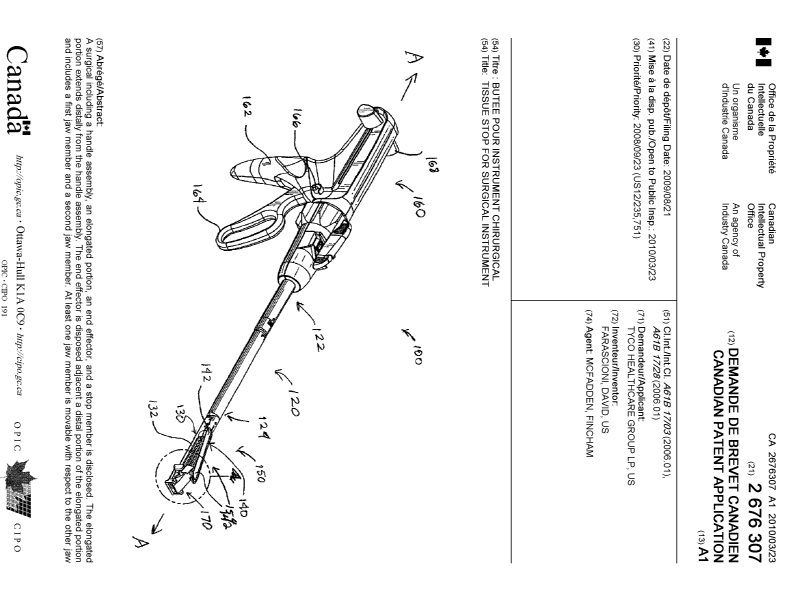 Canadian Patent Document 2676307. Cover Page 20100315. Image 1 of 2
