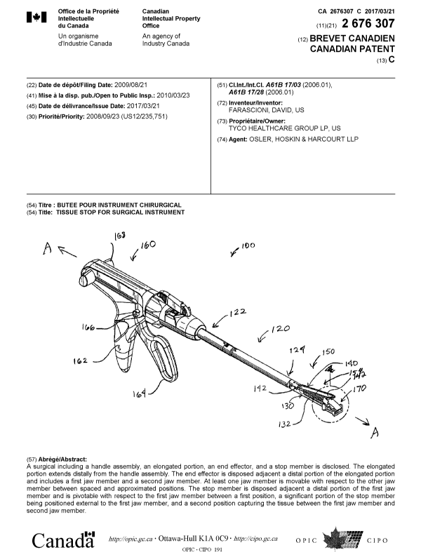 Document de brevet canadien 2676307. Page couverture 20170216. Image 1 de 1