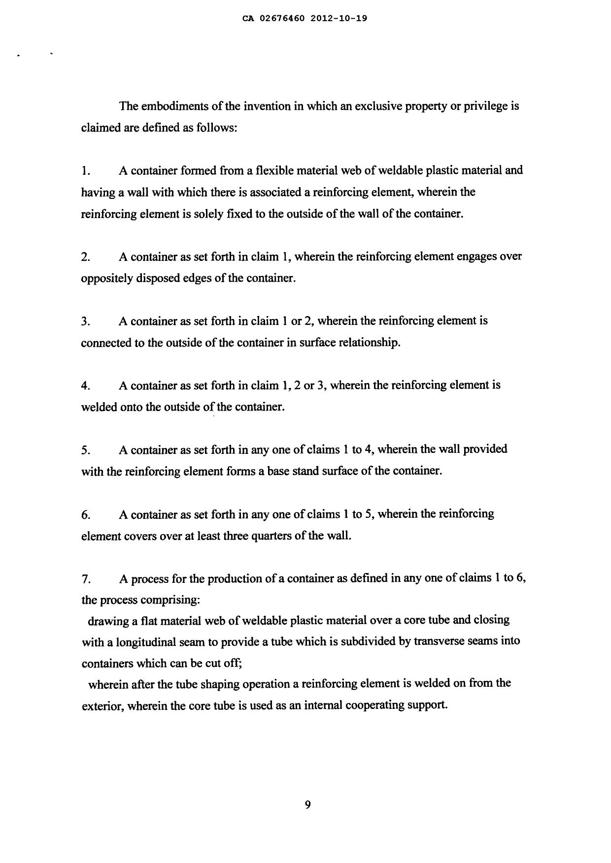 Document de brevet canadien 2676460. Revendications 20121019. Image 1 de 1