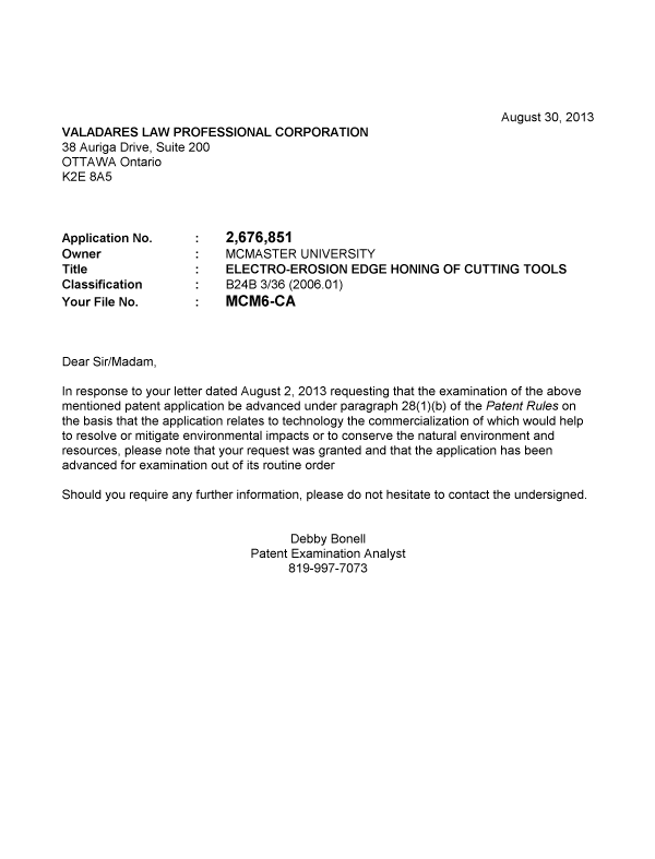 Canadian Patent Document 2676851. Prosecution-Amendment 20121230. Image 1 of 1